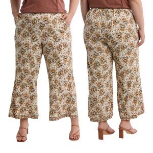 Max Studio Pull-On Floral Print Wide-Leg Cropped Pants 2X